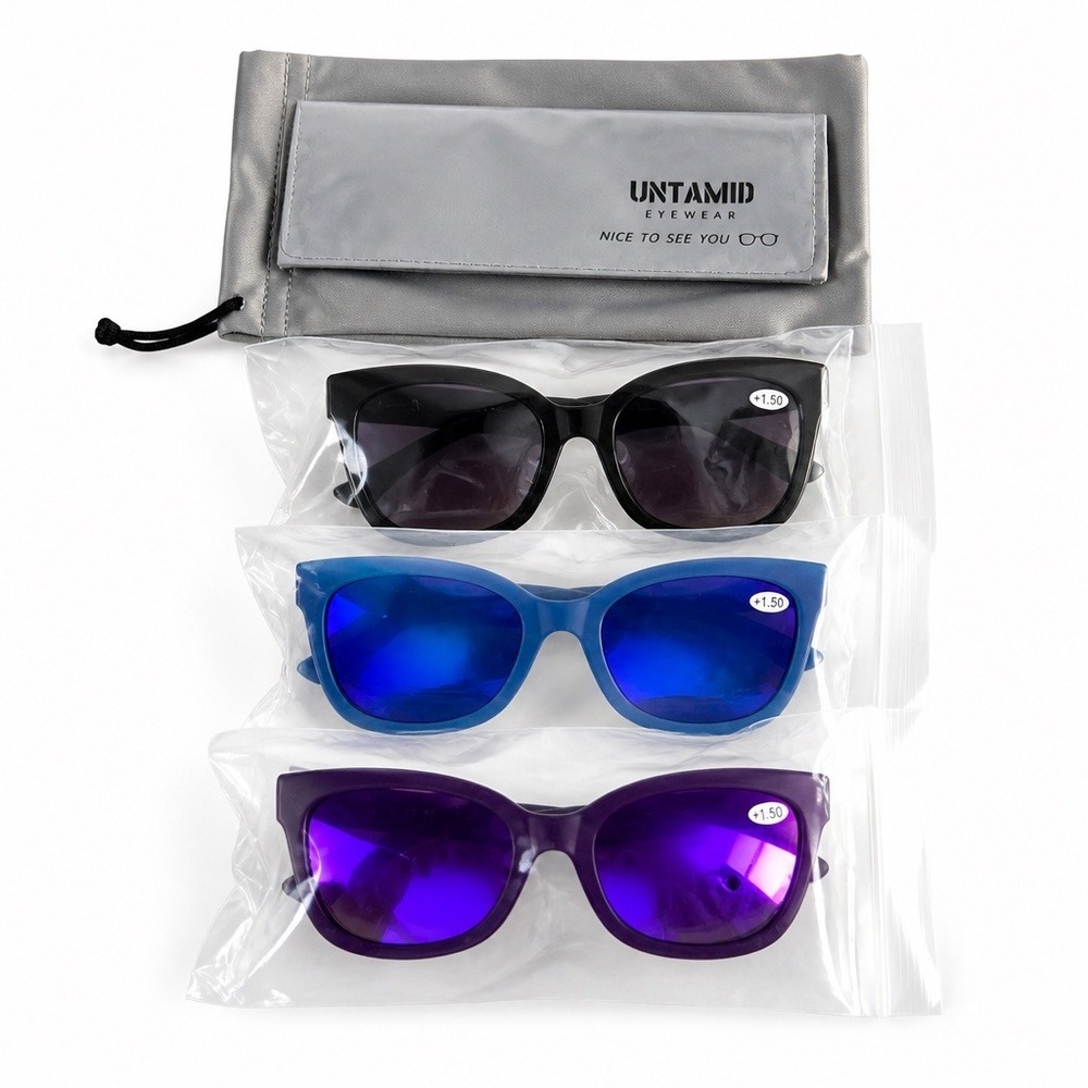 3 Pack Untamid +1.50 Strength‎ Unisex Reading Glasses Stylish Outdoor Sunglasses